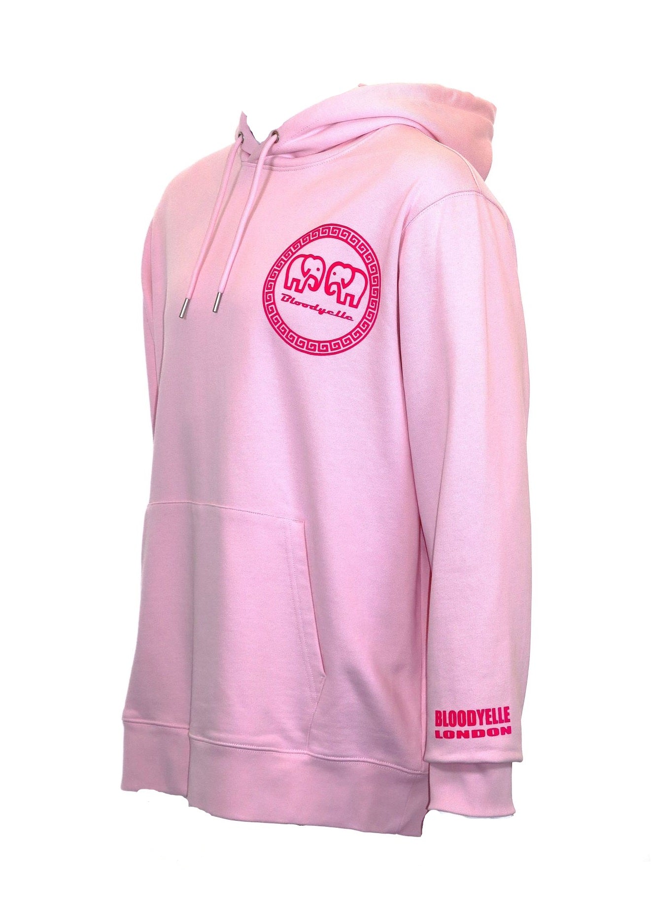 Hoodie Cotton Pink with Neo Pink Flock Greek Legendary logo