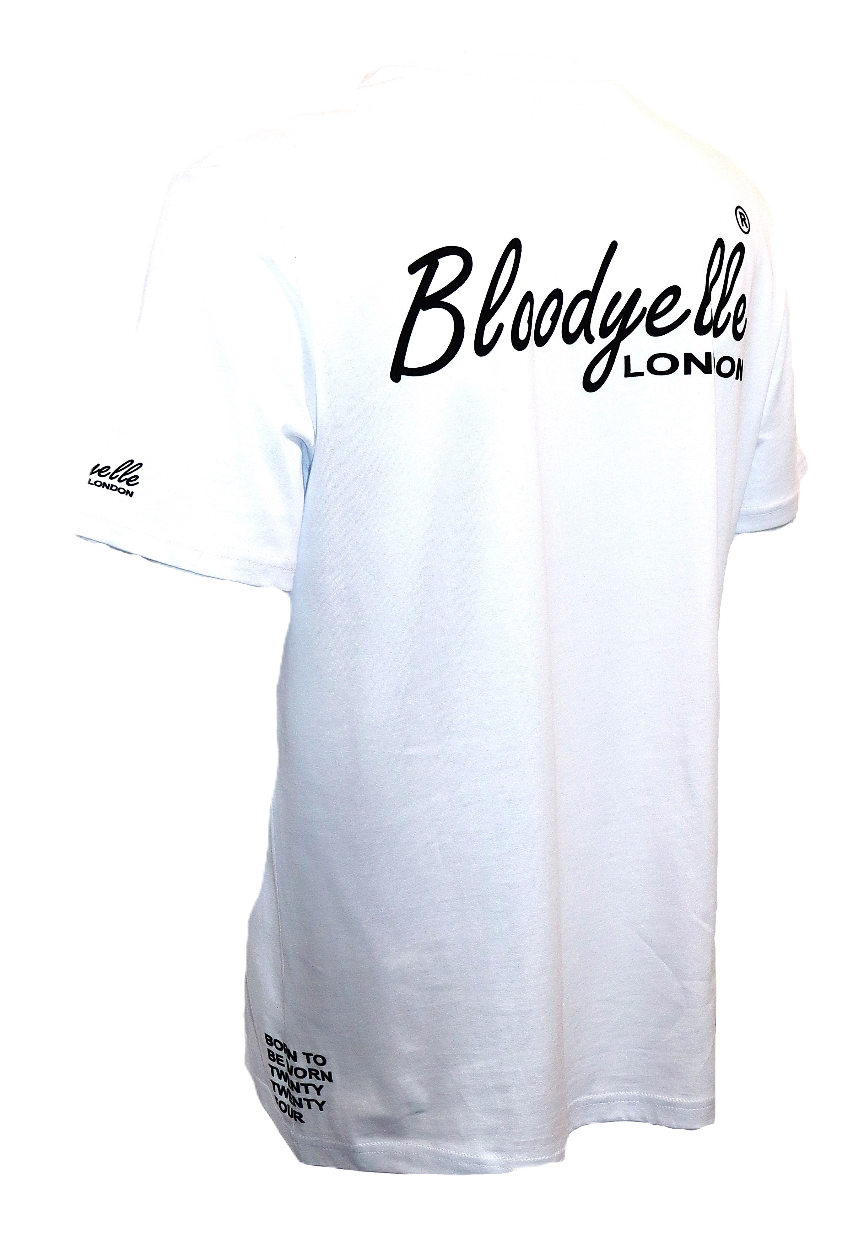 Wite with Black Flock Bloodyelle Signature T-Shirt
