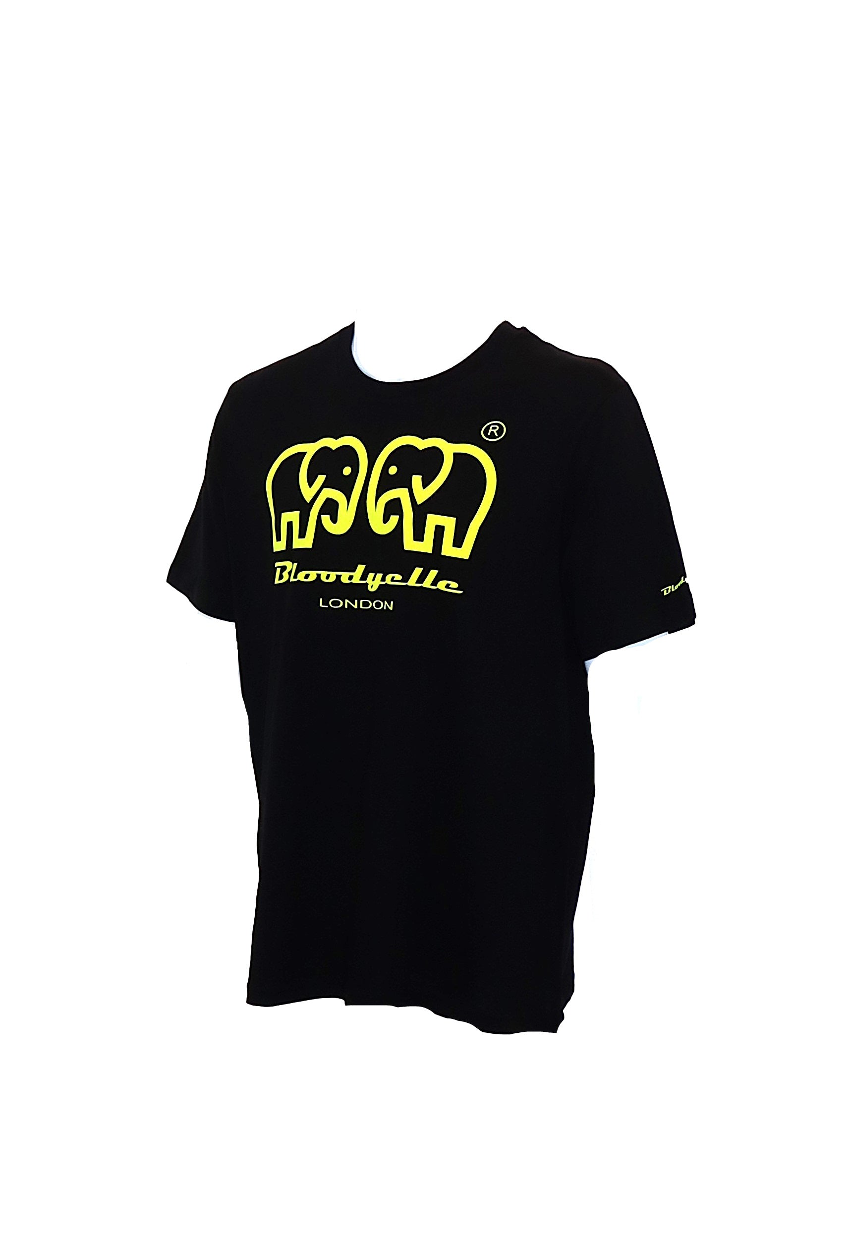 Bloodyelle Elephant Logo Black & Neon Yellow Flock T-Shirt