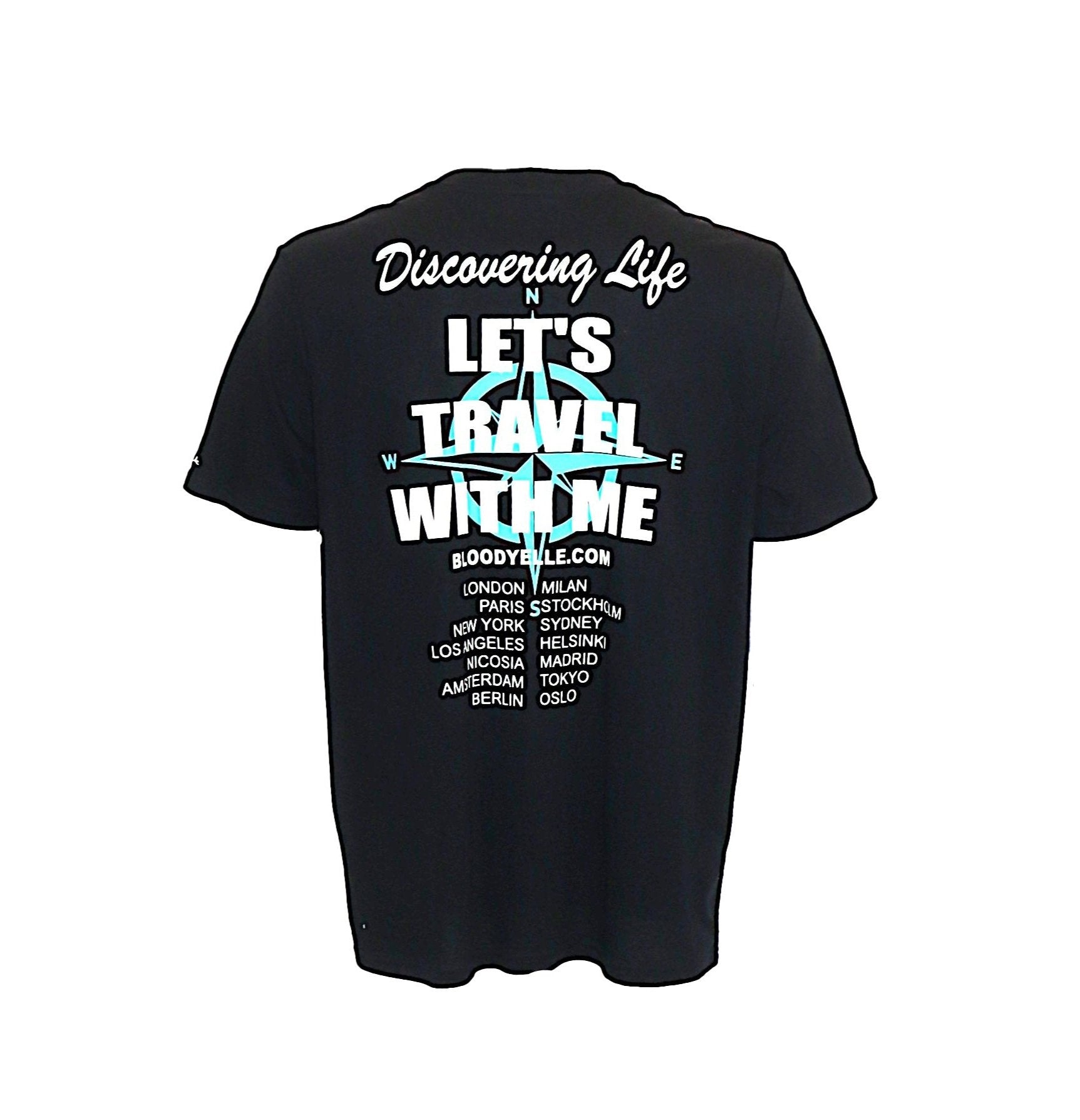 Discovering Life -Bloodyelle Black T-Shirt with Glowing the Dark and Tiffany Blue