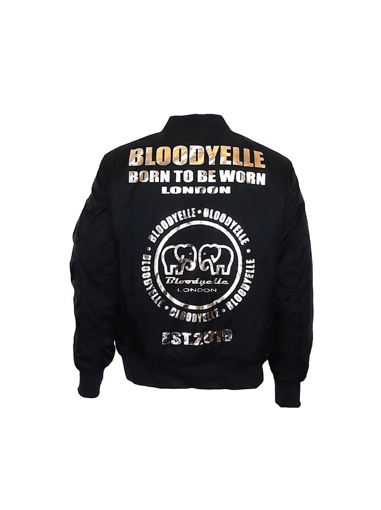 Bomber Jacket Black with Metallic Gold Emblem