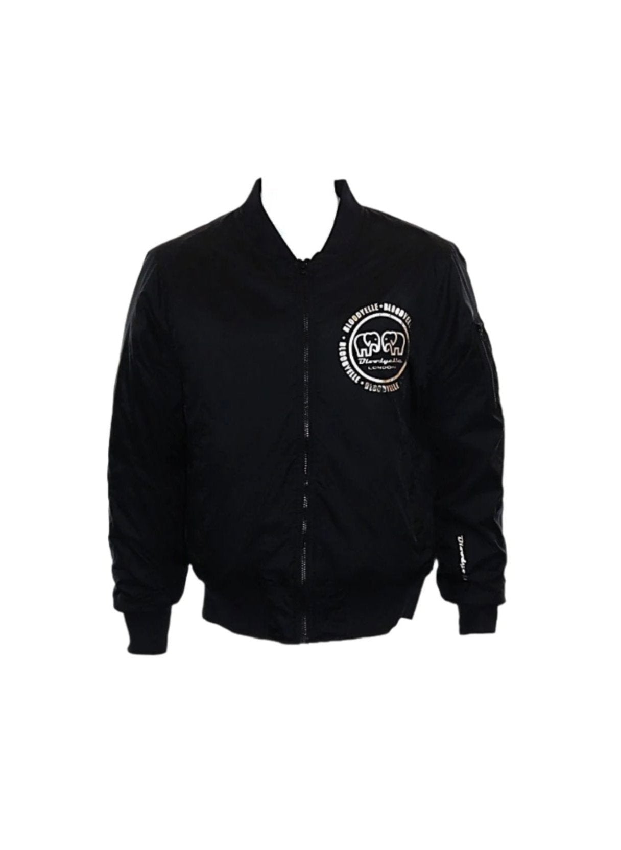Bomber Jacket Black with Metallic Gold Emblem