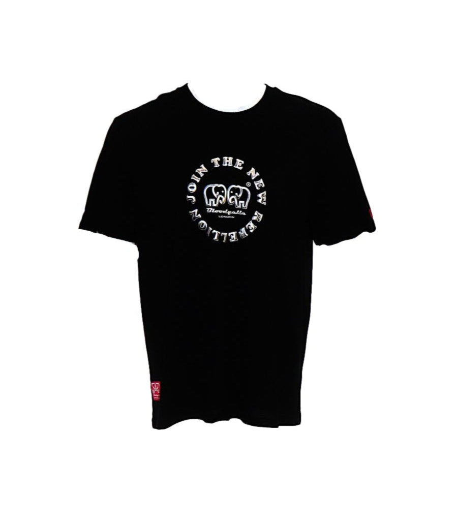 Medium Logo Black and Silver Puff T-Shirt