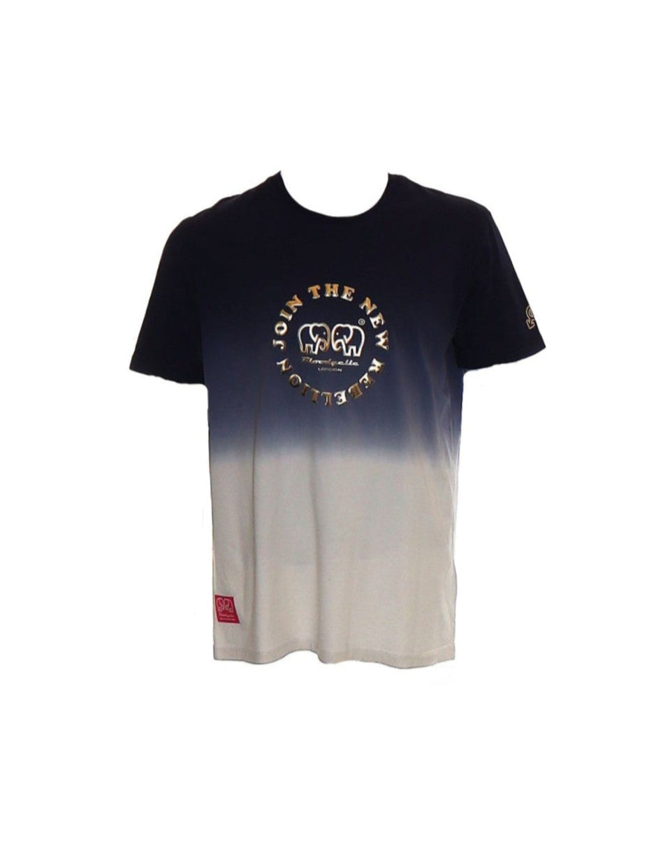 Medium Logo Navy and Gold Puff T-Shirt