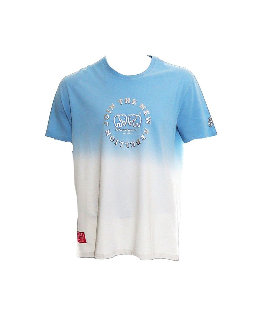 Medium Logo Aqua Blue and Silver Puff T-Shirt