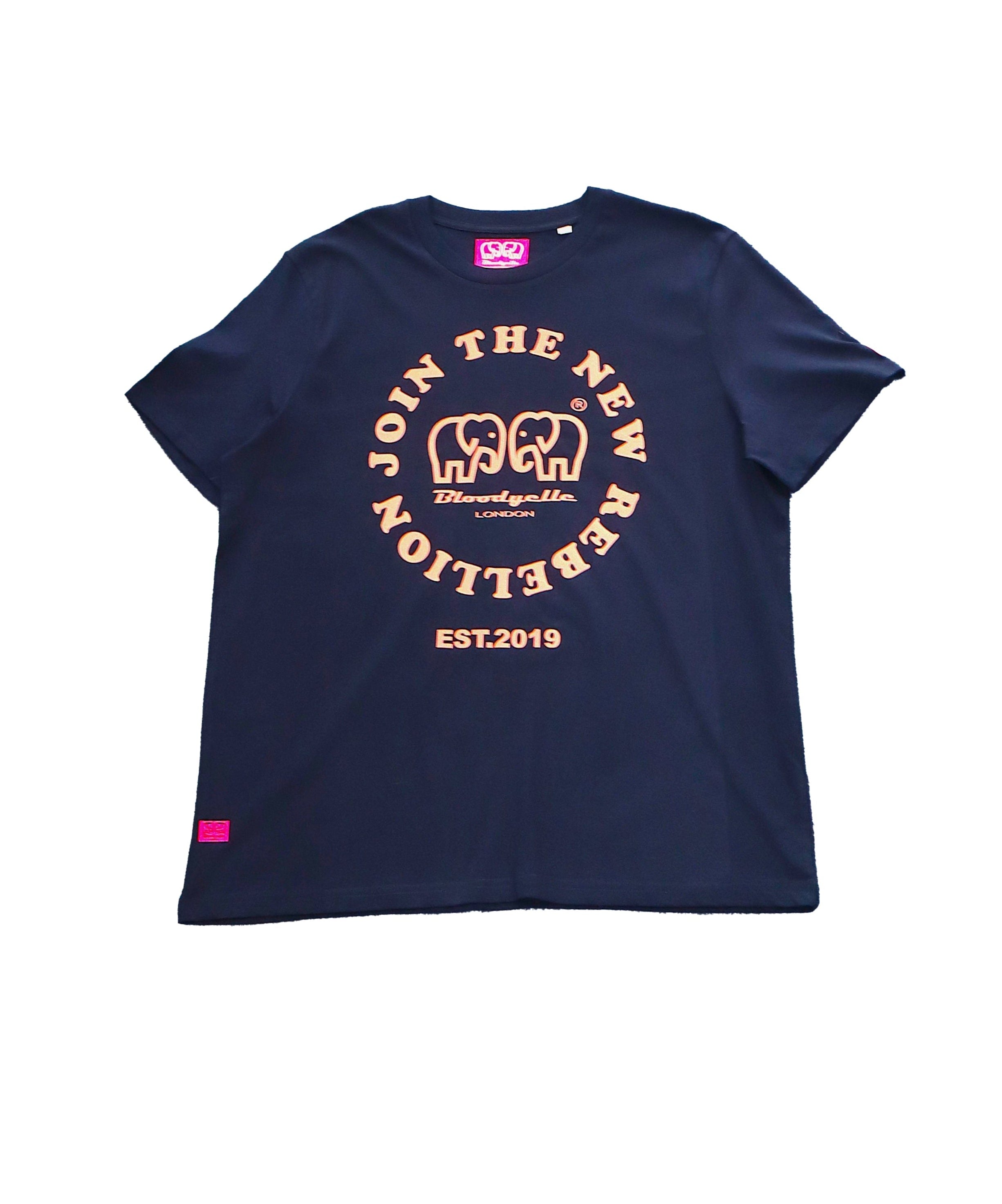 Rebellion Navy and Pink Flock T-Shirt