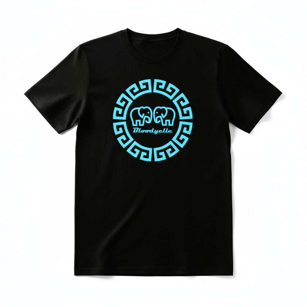 Greek Legends 2 Black with Neon Blue Flock T-Shirt