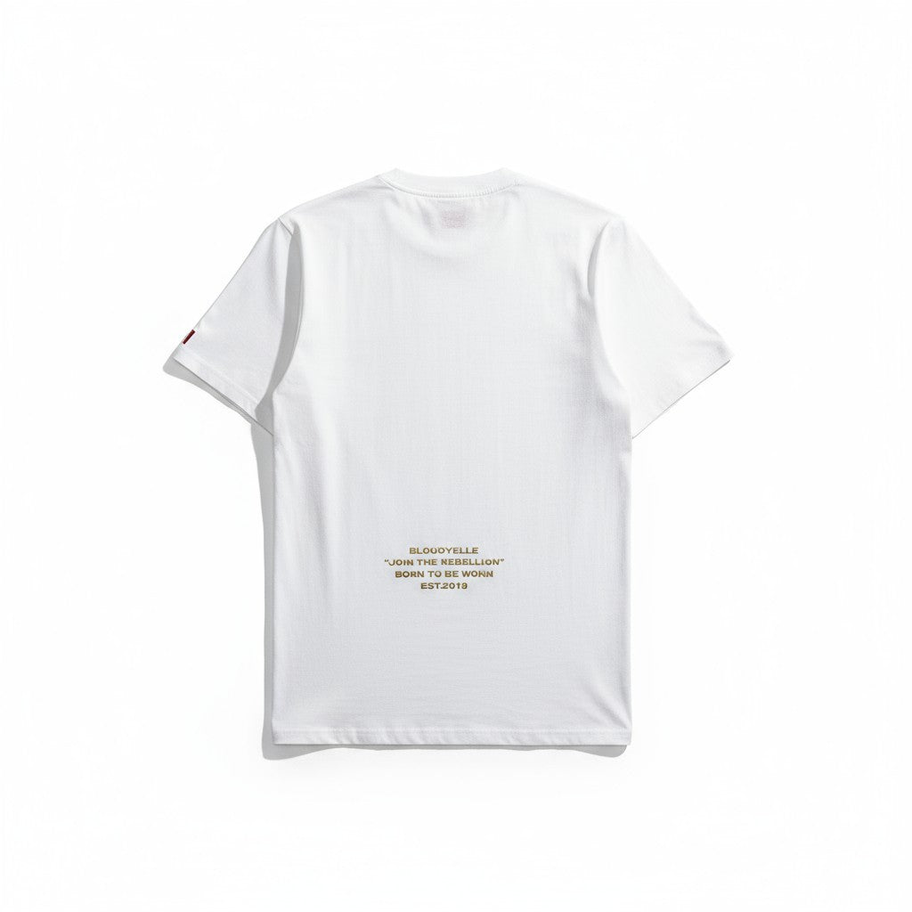 Medium Logo White and Gold Puff T-Shirt