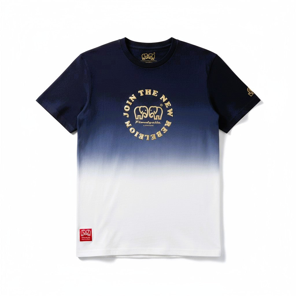 Medium Logo Navy and Gold Puff T-Shirt