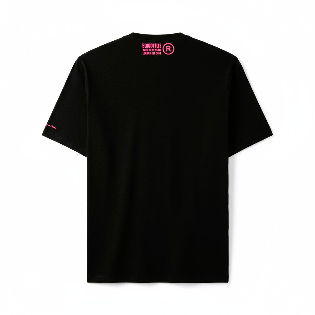 Essential Core Logo Black & Neon Pink Flock T-Shirt