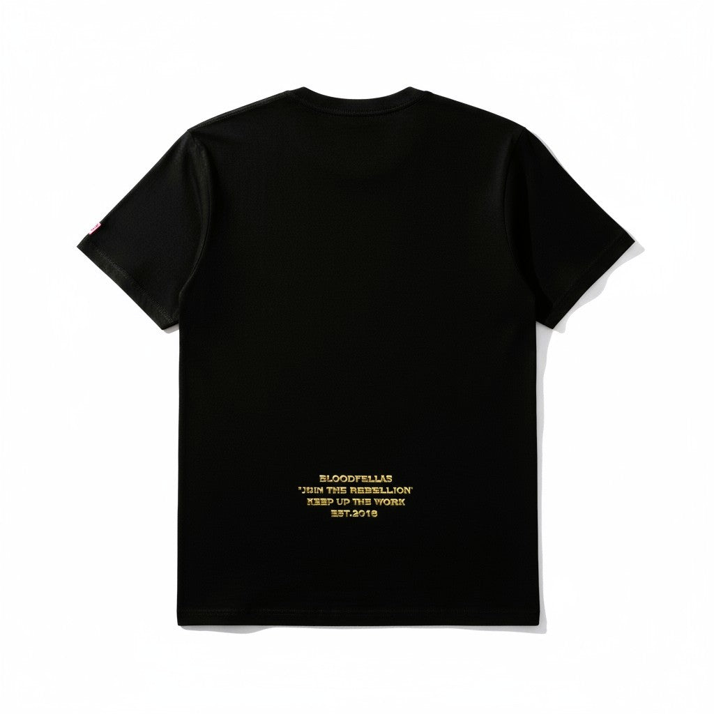 Medium Logo Black and Gold Puff T-Shirt
