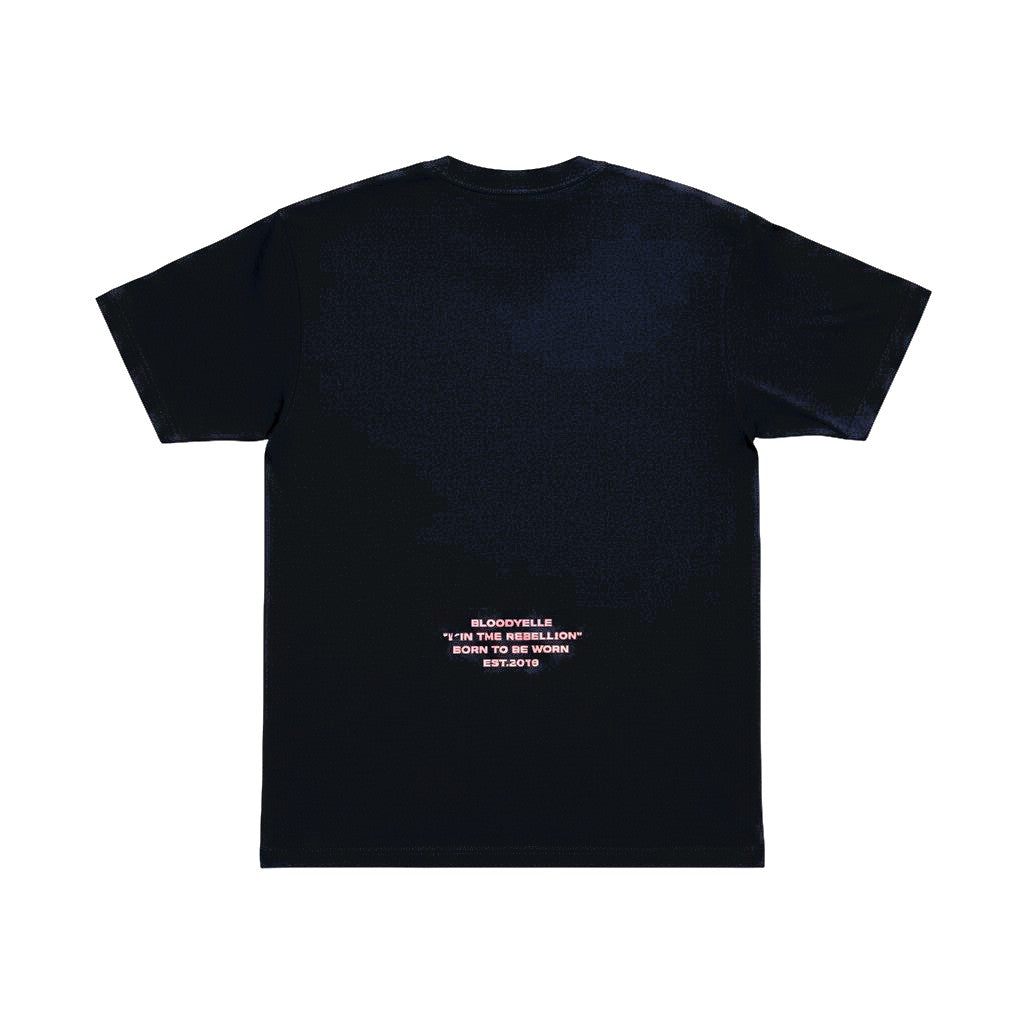 Rebellion Navy and Pink Flock T-Shirt