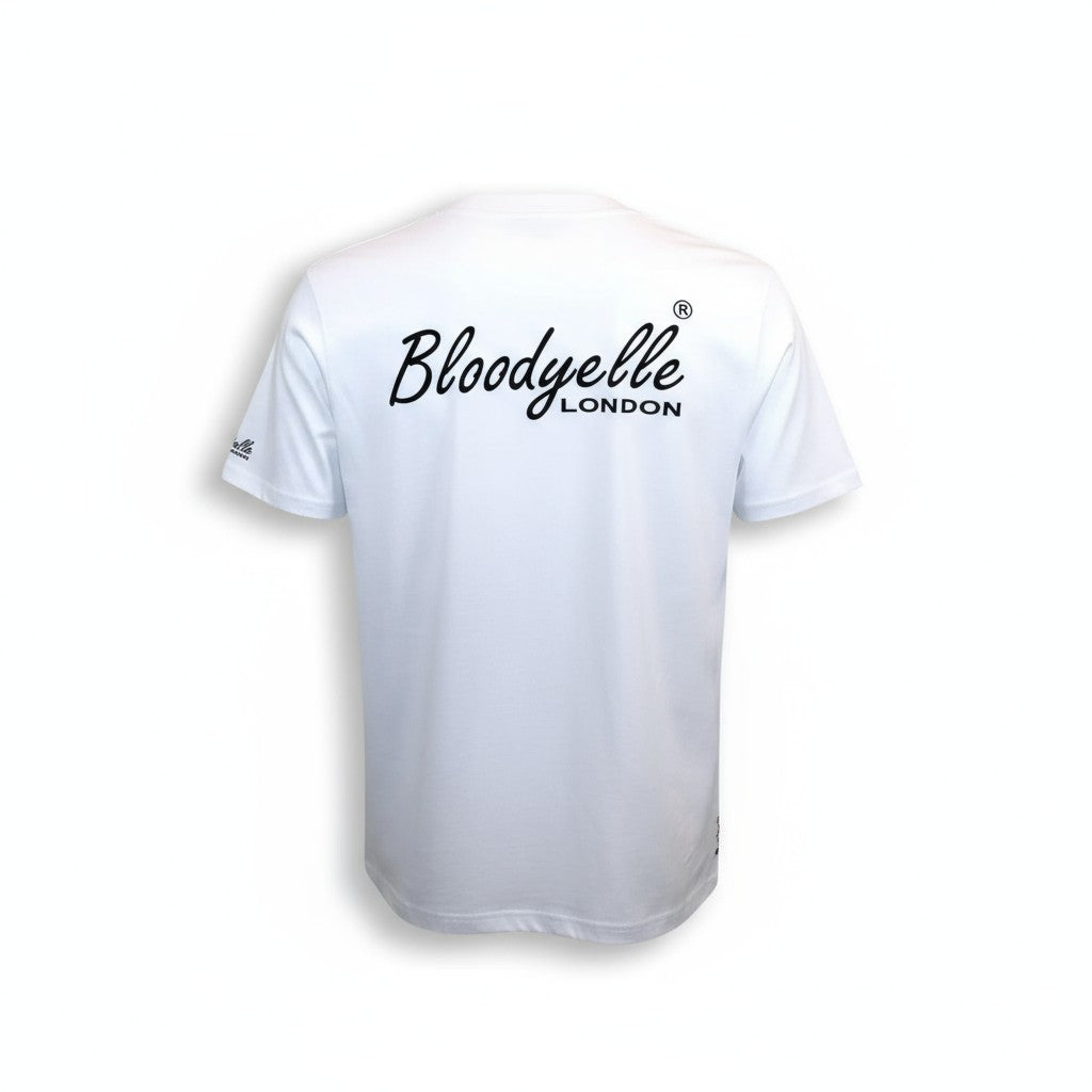 Wite with Black Flock Bloodyelle Signature T-Shirt