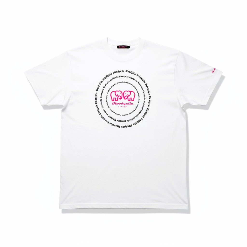 White Black and Fuchsia Spiral T-Shirt