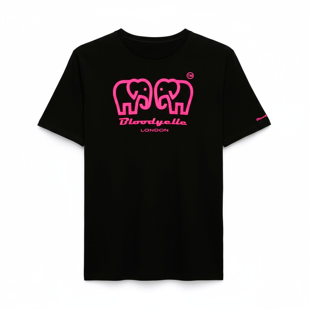 Essential Core Logo Black & Neon Pink Flock T-Shirt