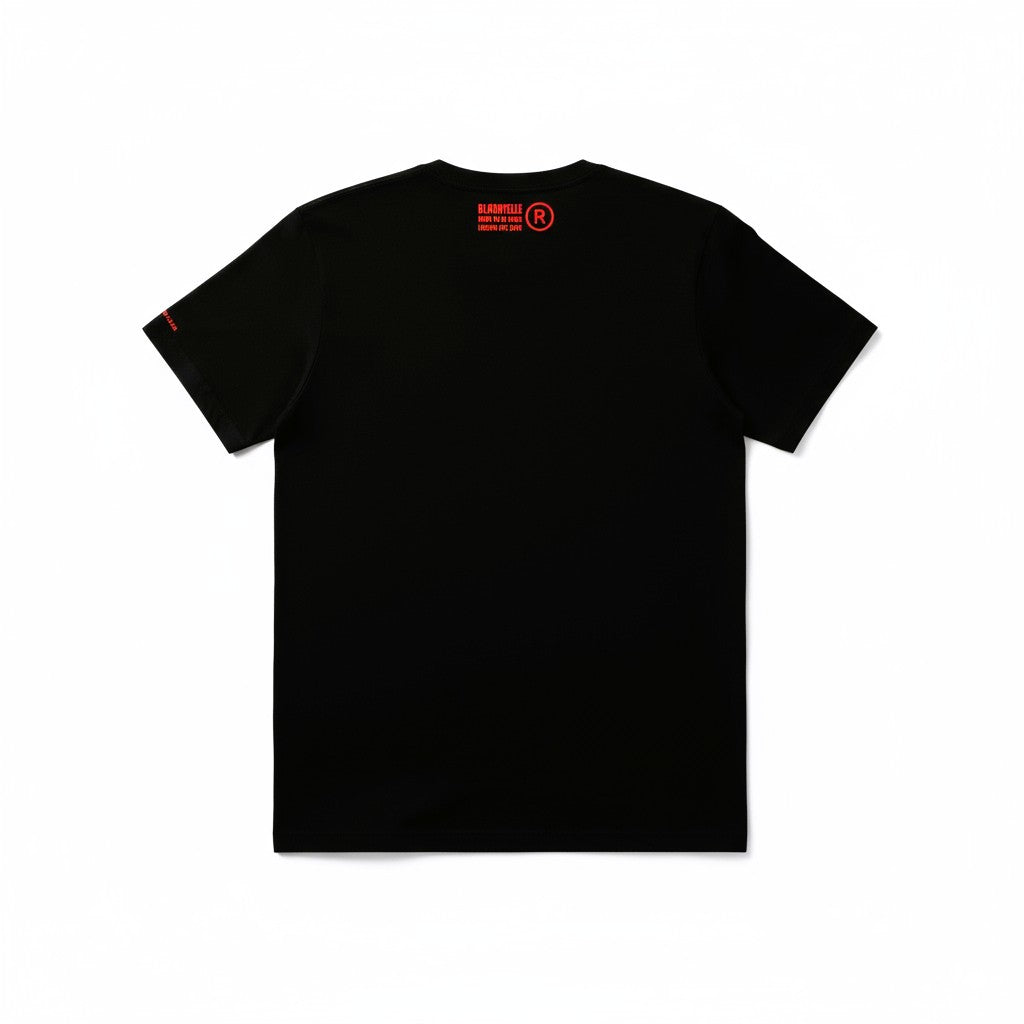 Essential Core Black & Neon Red Flock T-Shirt
