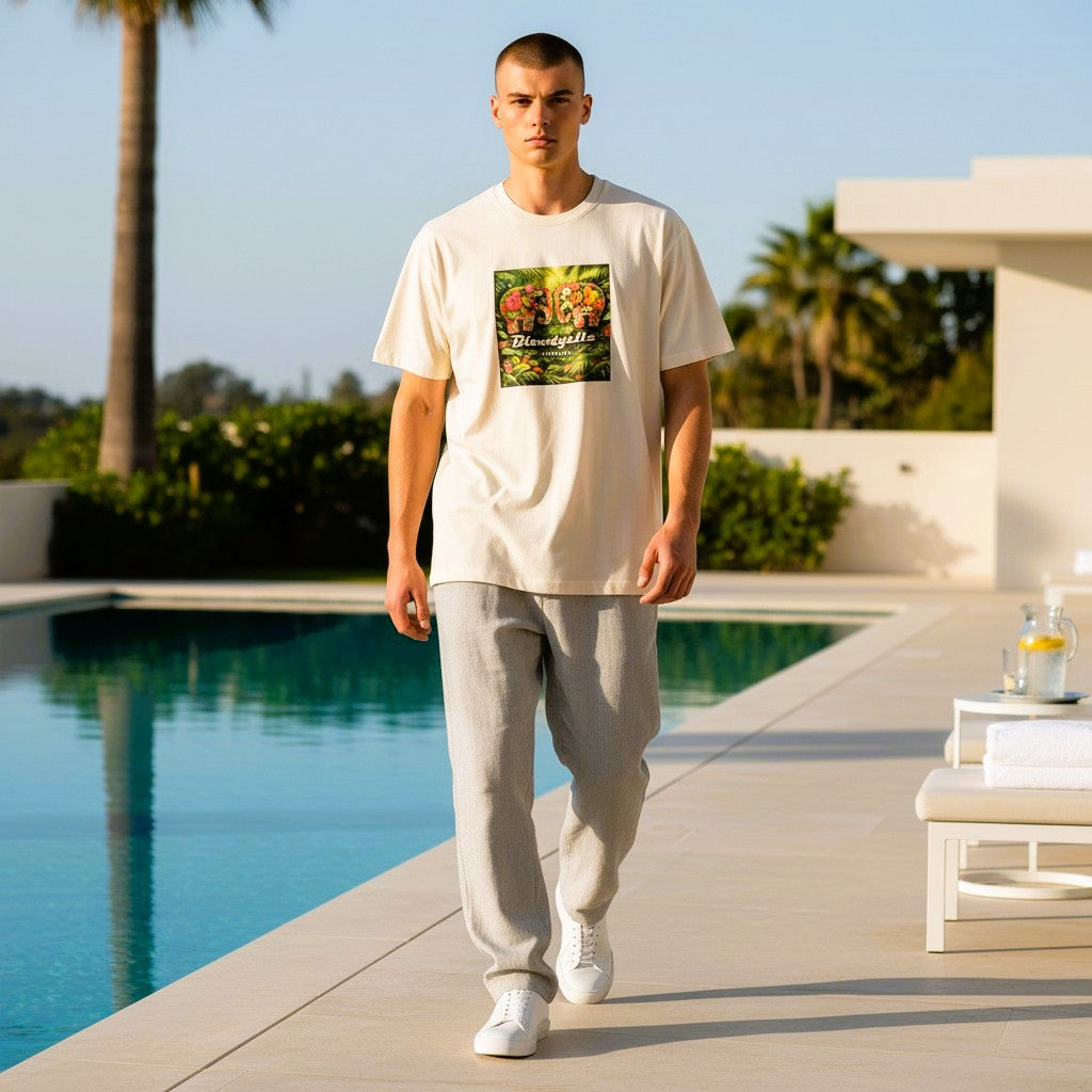 White Jungle Print T-Shirt