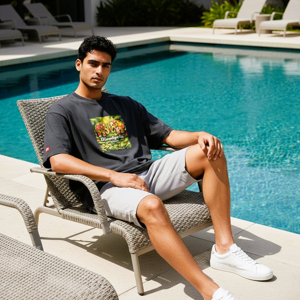 Black Jungle Print T-Shirt