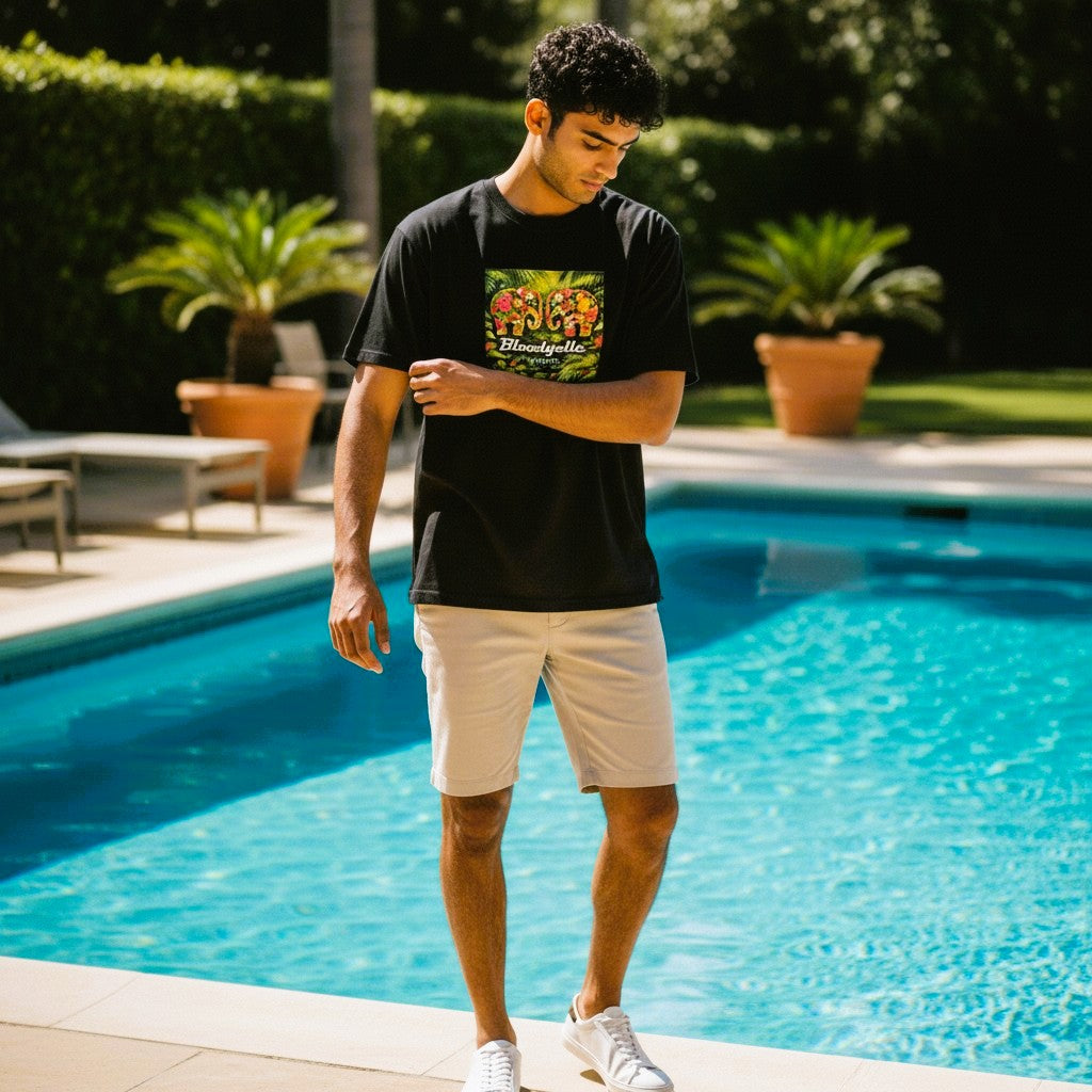 Black Jungle Print T-Shirt