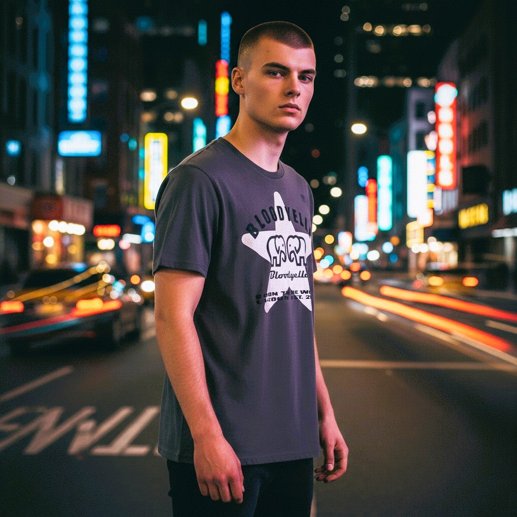 Starbright Grey Black and Pale Gold Metallic T-Shirt