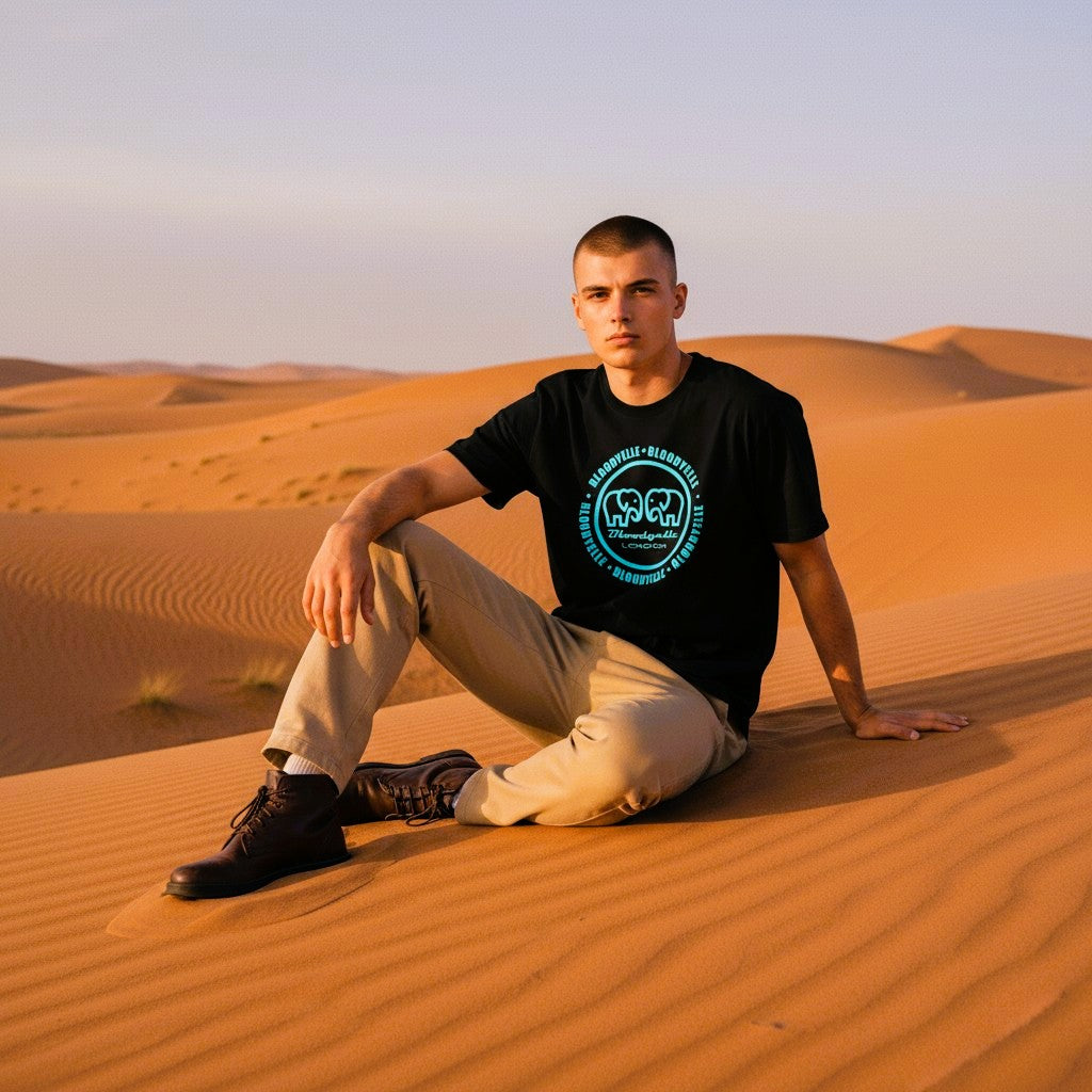 Large Logo Infinity Black with Tiffany Blue T-Shirt