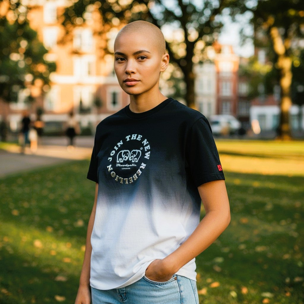 Medium Logo Black and Silver Puff T-Shirt