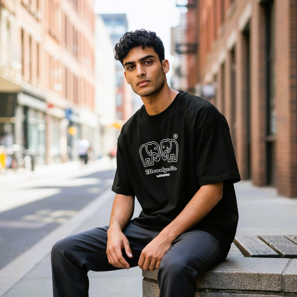 Bloodyelle White Elephant Outline T-Shirt