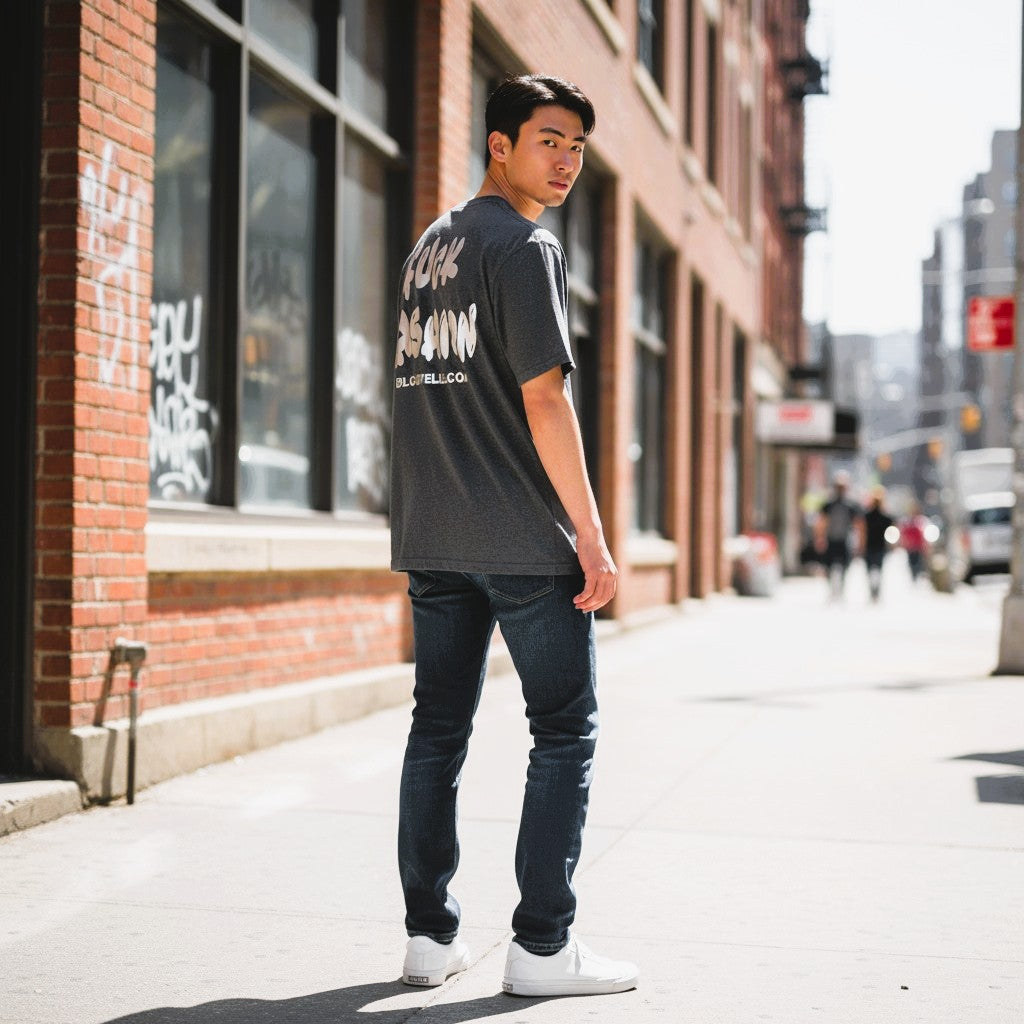 F**K Fashion Heather Gray and pale Gold T-Shirt