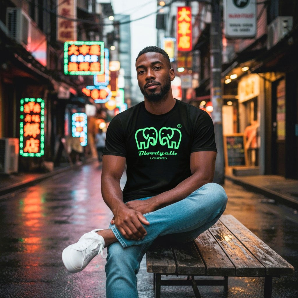 Essential Core Black & Neon Green Flock T-Shirt