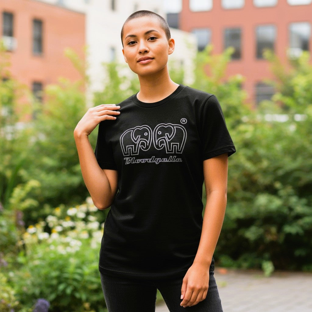 Black with Metallic Silver logo Elephant Dot T-Shirt