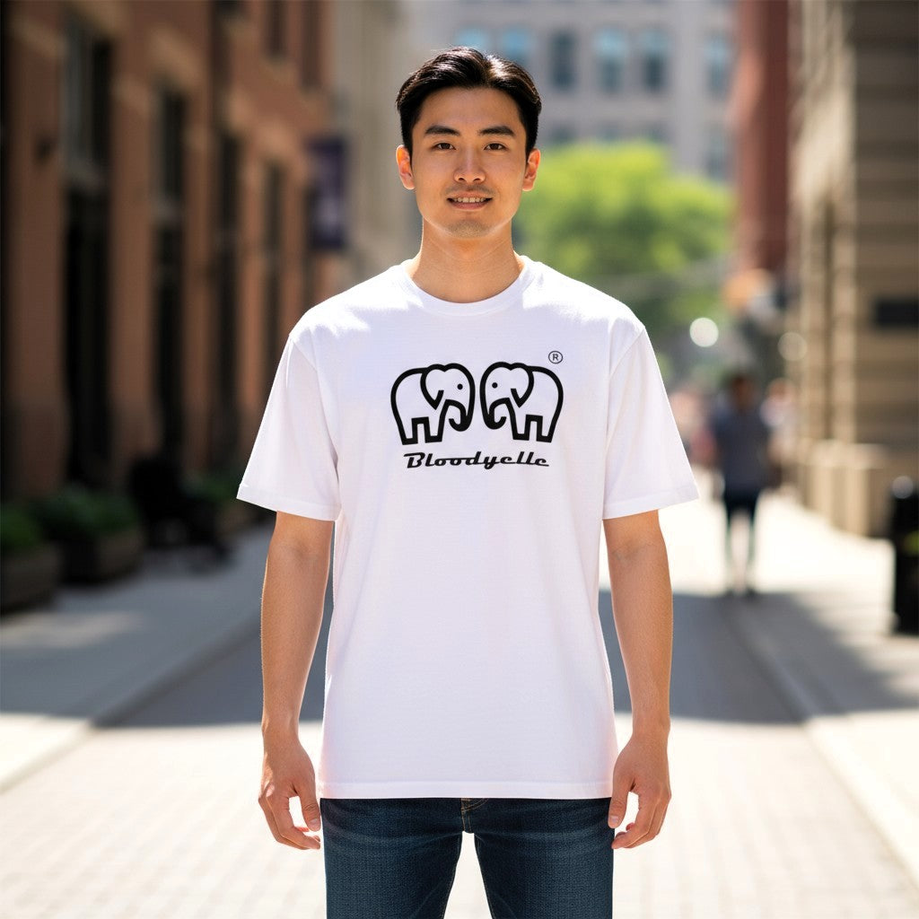 Bloodyelle Elephant White with Black Raised Logo T-Shirt