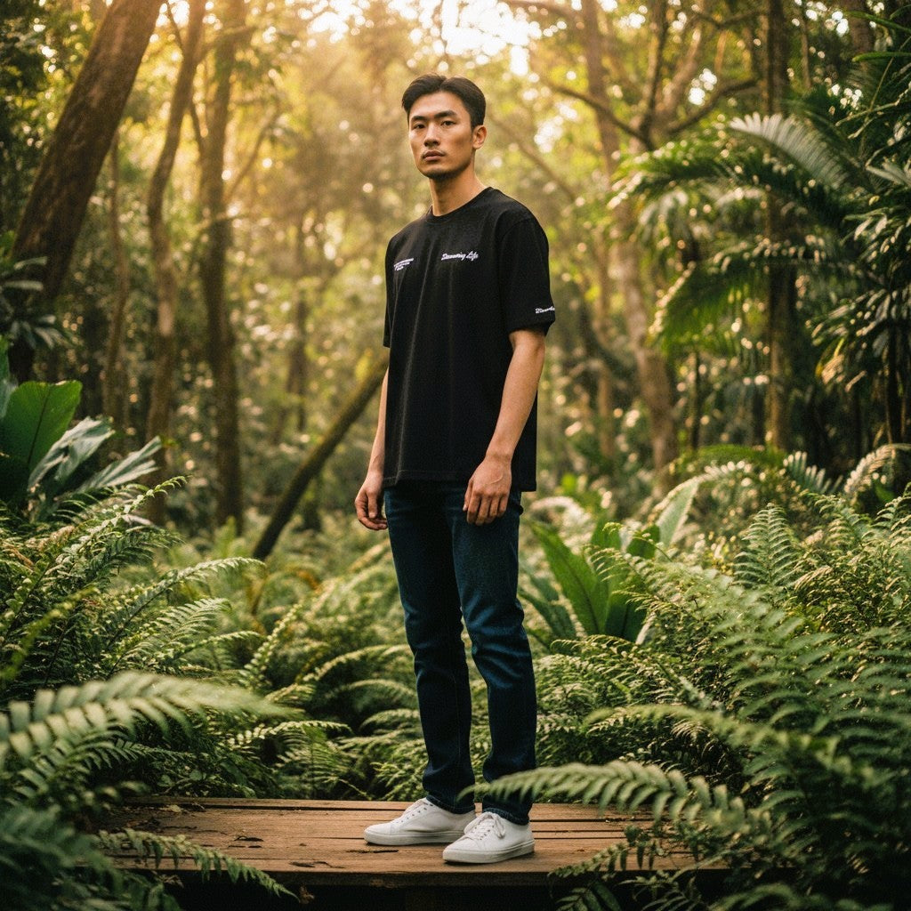 Discovering Life -Bloodyelle Black T-Shirt with Glowing the Dark and Tiffany Blue