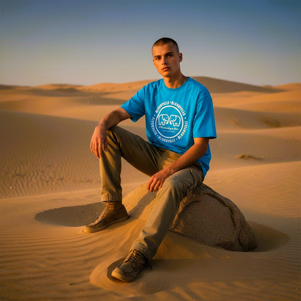 Large Logo Infinity Aqua Blue with White T-Shirt