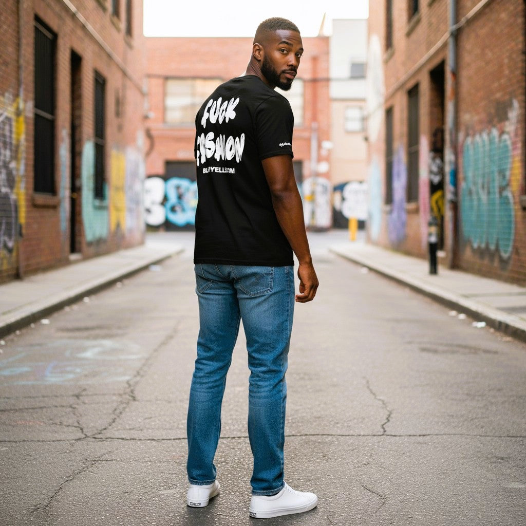 F**K Fashion Black and pale Gold T-Shirt