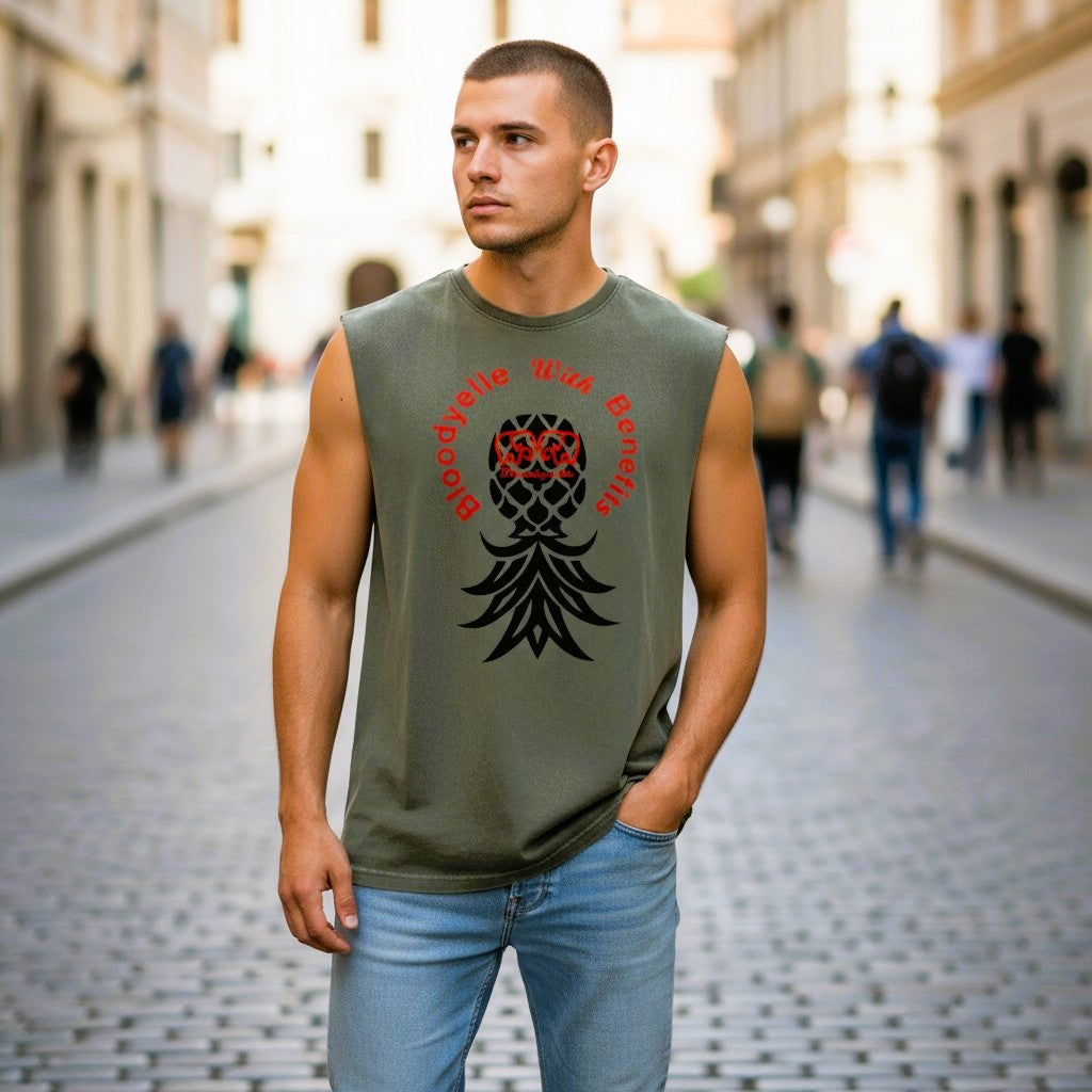 Khaki Black and Red Flock Pineapple Vest. For those who Know.