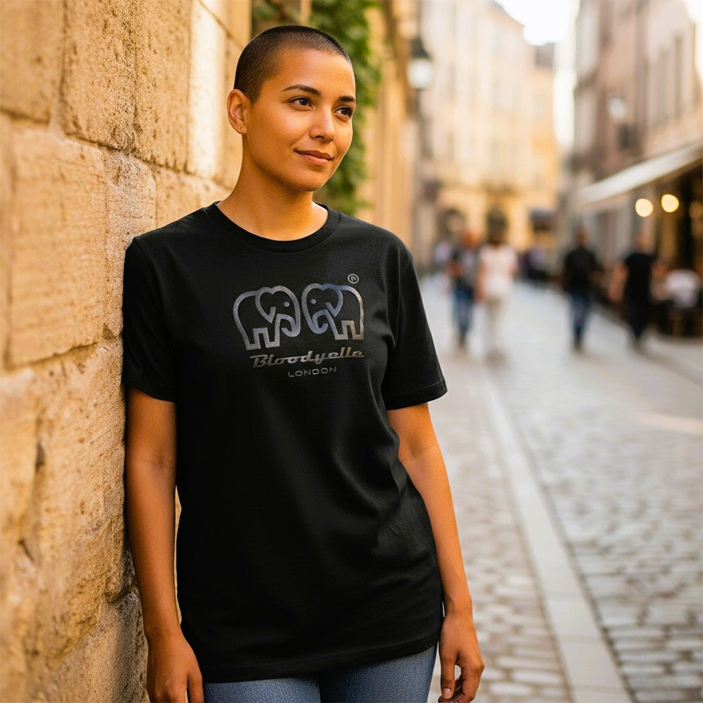 Bloodyelle Elephant Black on Black Raised Logo T-Shirt