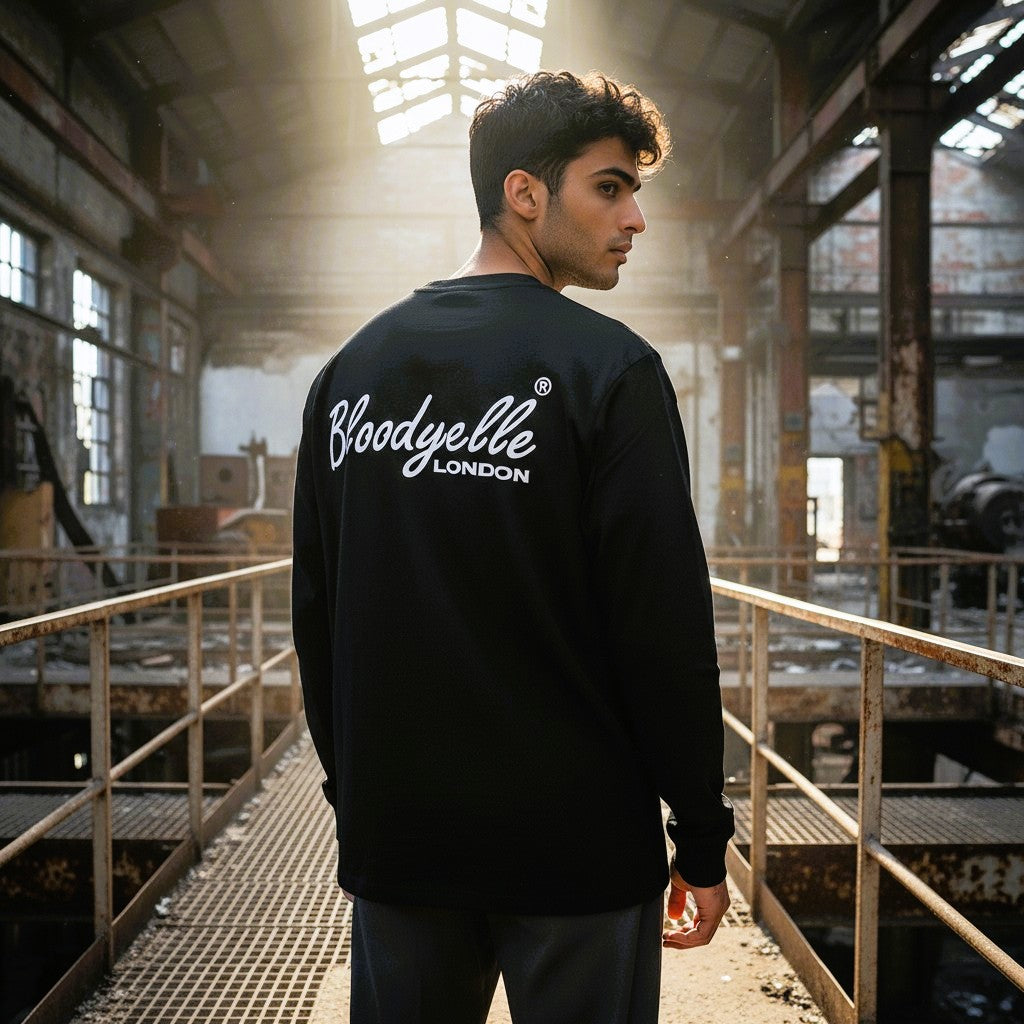 Black with Glow in the Dark Print Signature Long Sleeve T-Shirt