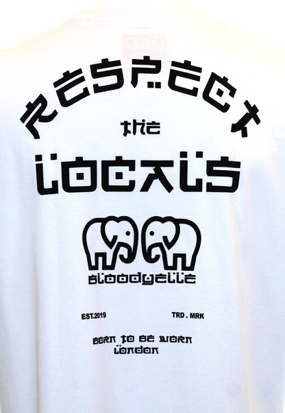 White with Black Flock Respect the Locals T-Shirt