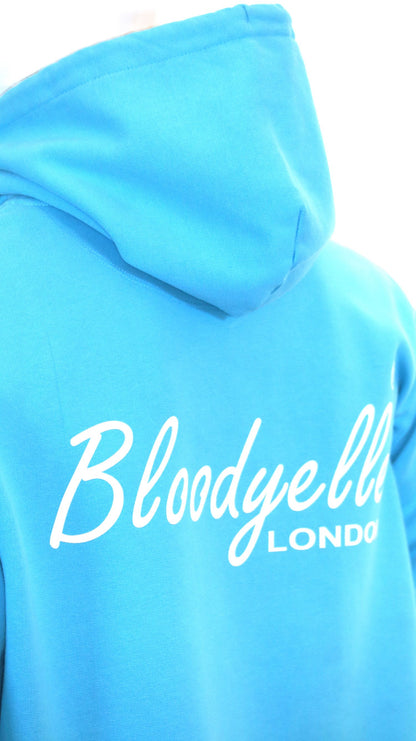 Aqua Blue with White Flock Bloodyelle Signature Hoodie