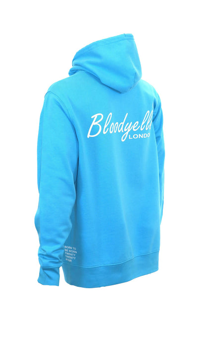 Aqua Blue with White Flock Bloodyelle Signature Hoodie