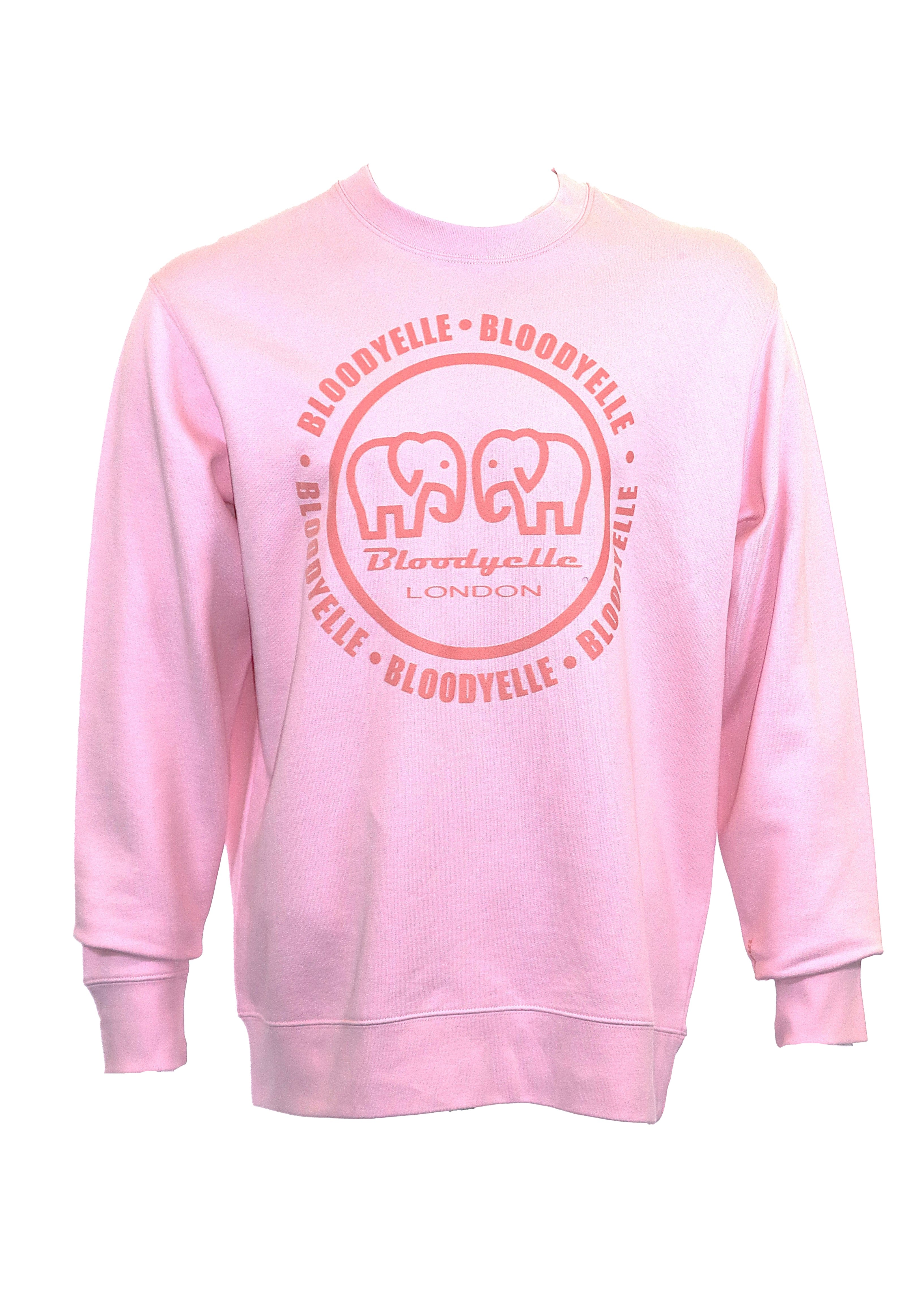 Bloodyelle Cotton Pink and Dusty Pink Flock Infinity Logo Sweatshirt