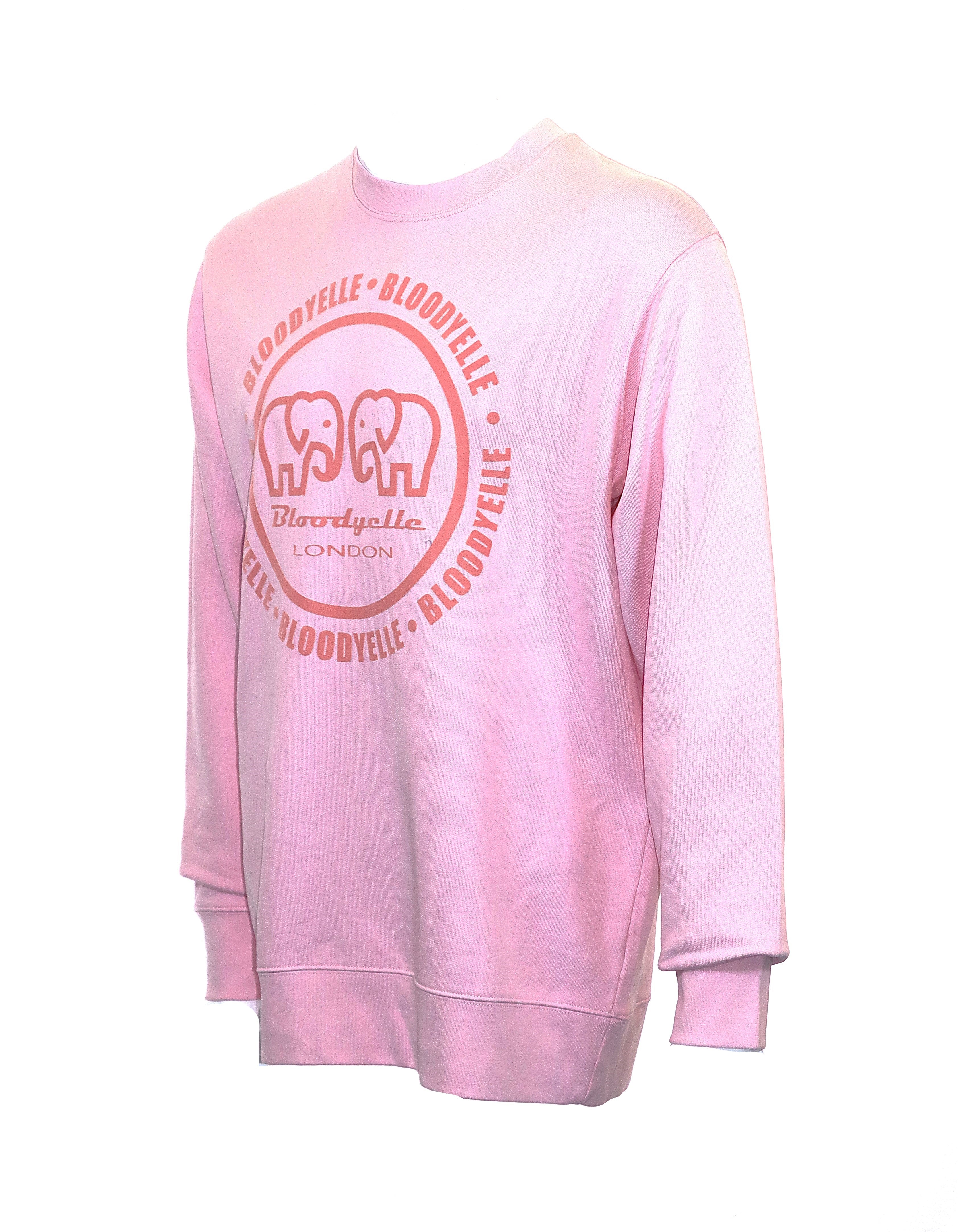 Bloodyelle Cotton Pink and Dusty Pink Flock Infinity Logo Sweatshirt