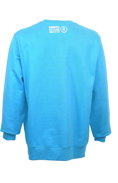 Bloodyelle Aqua Blue and White Infinity Logo Sweatshirt