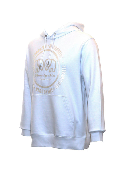 Bloodyelle White Infinity Hoodie with White raised Logo