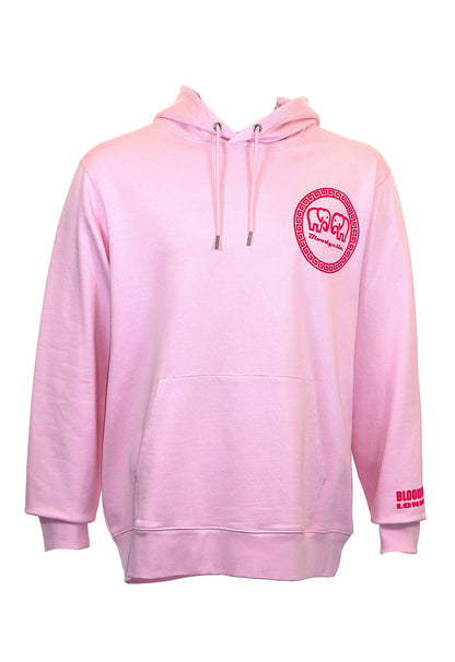 Hoodie Cotton Pink with Neo Pink Flock Greek Legendary logo