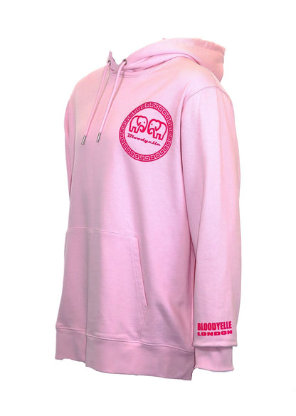 Hoodie Cotton Pink with Neo Pink Flock Greek Legendary logo