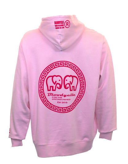 Hoodie Cotton Pink with Neo Pink Flock Greek Legendary logo