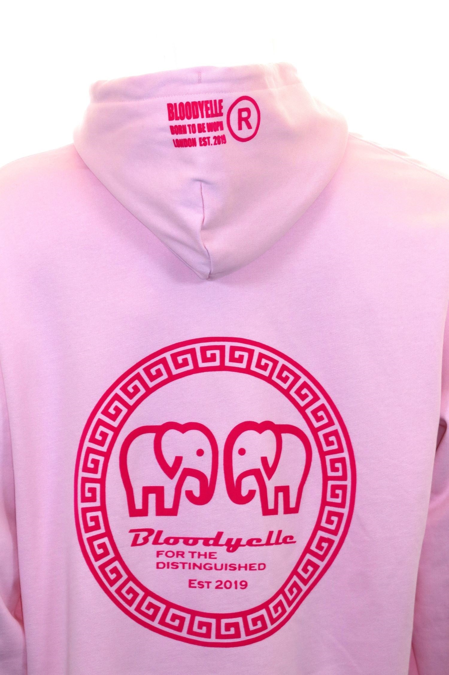 Hoodie Cotton Pink with Neo Pink Flock Greek Legendary logo