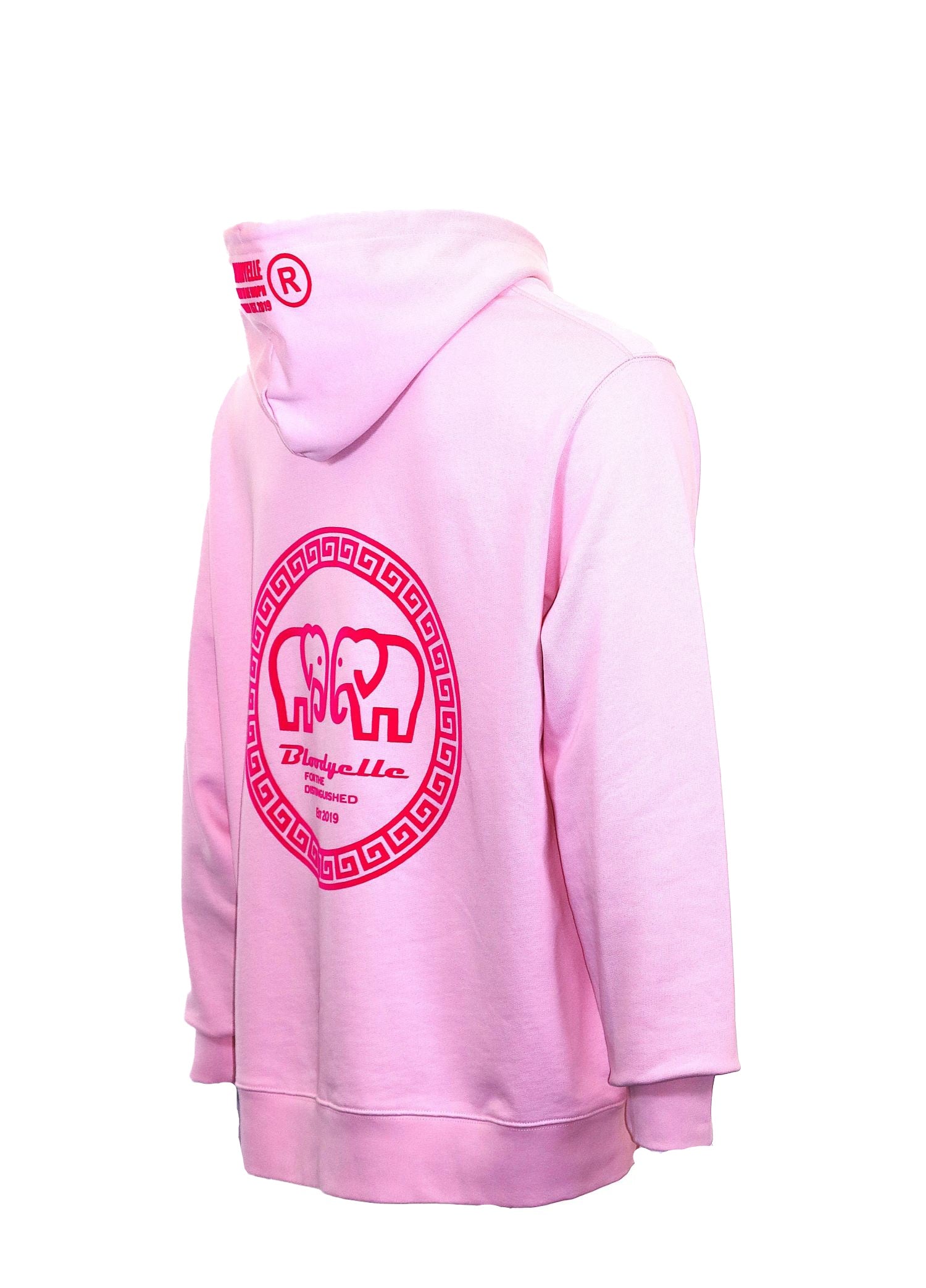 Hoodie Cotton Pink with Neo Pink Flock Greek Legendary logo