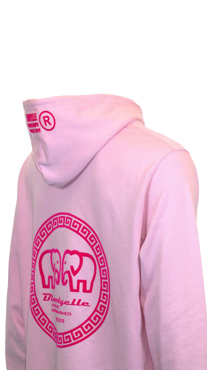 Hoodie Cotton Pink with Neo Pink Flock Greek Legendary logo